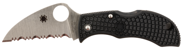 Spyderco MBKWSB Manbug  1.91" Folding Wharncliffe Serrated Non-Reflective Black TiCN VG-10 SS Blade, Black Textured FRN Handle