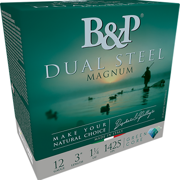 B&p Ammunition 12B8DS23 Dual Steel  12Gauge 3" 1 1/8oz 2/3Shot 10 Per Box/10 Case
