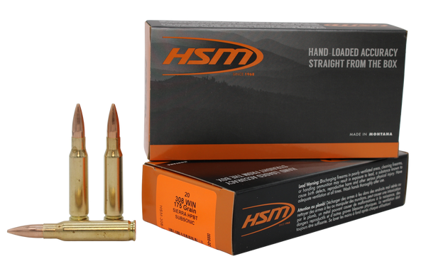 Hsm Subsonic 308 Win 175gr - Bthp Match King 20rd 25bx/cs