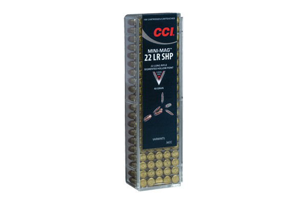 CCI Ammunition .22lr 40 Grain Mini Mag Segmented Hollow Point 100 Rounds / Box