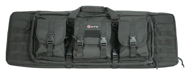 GPS Bags DRC36 Double Rifle Case 36" Black 600D Polyester w/ 2 Padded Pistol Sleeves MOLLE Webbing & Lockable Zippers
