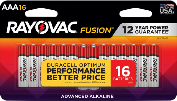 Rayovac 82416T02 AAA HIGH ENREGY Alkaline Batteries  Silver/Blue 1.5 Volts 1,123 mAh (16) Single Pack