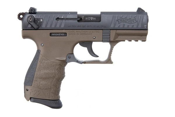 This is a Walther P22Q .22lr military pistol, with a OD Green finish.