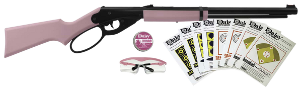 Daisy 994999403 Carbine Fun Kit Spring Piston, 177 BB 350 fps, Black Rec, Pink Synthetic Furniture, Includes Glasses/350rd Ammo/Target