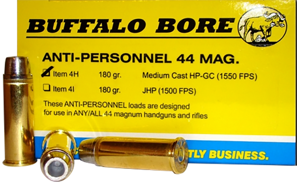 Buffalo Bore Ammunition 4H20 Anti-Personnel Strictly Business 44Rem Mag 180gr Medium Cast Hollow Point 20 Per Box/12 Case