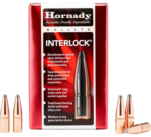 Hornady 3060 InterLock  30 Cal .308 170 gr Flat Point 100 Per Box/ 15 Case