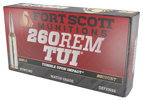 Fort Scott Munitions 260123SCV2 Tumble Upon Impact (TUI)  260Rem 123gr Solid Copper Spun 20 Per Box/25 Case