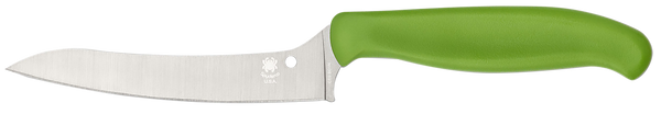 Spyderco K14PGN Z-Cut Pointed 4.40" Fixed Plain Stonewashed CTS BD1N SS Blade, Green Textured Polypropylene Handle