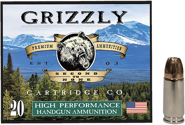 Grizzly Ammo GC9+P+CM109mm+P Luger 124gr Jacketed Hollow Point 20 Per Box/10 Case
