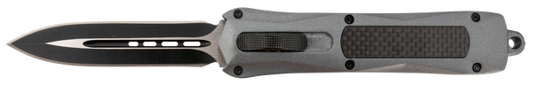 Steel River Knives A163BD Spartan  3.50" OTF Dagger Plain Black/Silver 440C SS Blade/ Gray w/Carbon Fiber Inlay Aluminum Zinc Alloy Handle