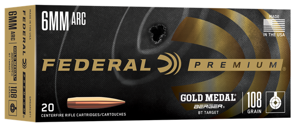 Federal GM6ARCBT1 Gold Medal  6mmARC 108gr 20 Per Box/10 Case