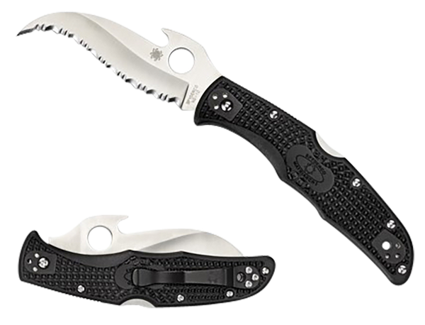 Spyderco C12SBK2W Matriarch 2  3.57" Folding Reverse S Serrated Satin VG-10 SS Blade/Black Bi-Directional Texturing FRN Handle Includes Pocket Clip