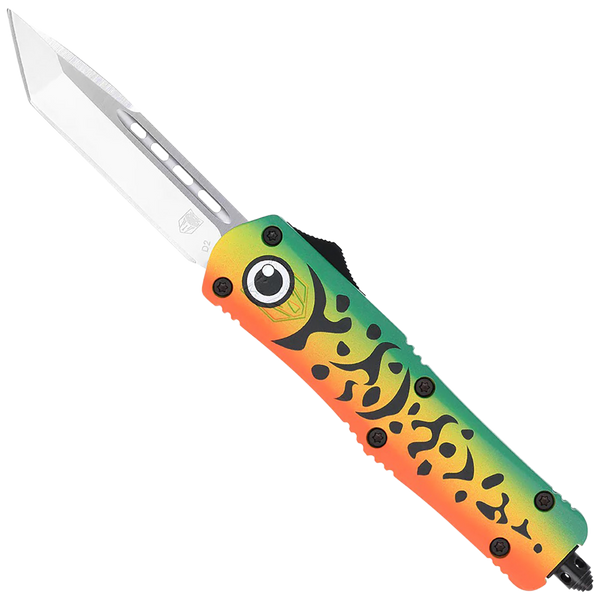 CobraTec Knives MFLGNFS3TNS FS-3 Fishing Lure Medium 3" OTF Tanto Plain Satin D2 Steel Blade, 4.50" Green Fishing Lure Aluminum Cerakoted Handle