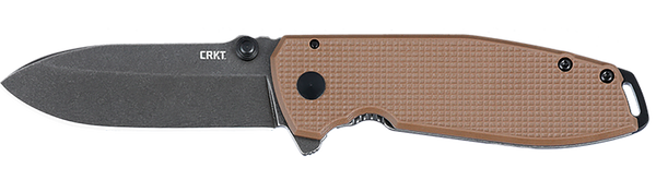 CRKT 2495B SQUID XM 2.95" Folding Drop Point Plain Stonewashed D2 Steel Blade, Brown Textured G10/SS Handle