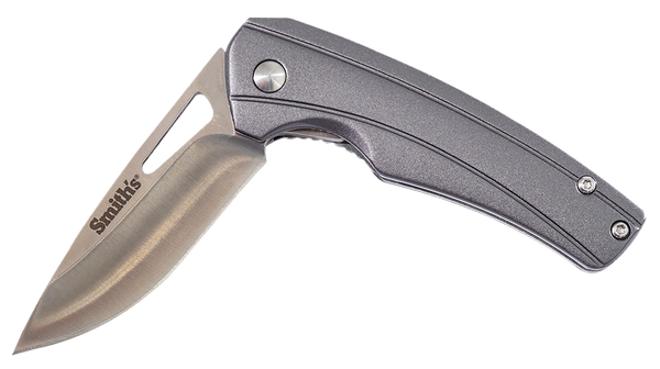 Smiths Products 51246 Istana  2.75" Folding Drop Point Plain Satin 400 SS Blade/Gray Anodized Aluminum Handle Includes Pocket Clip