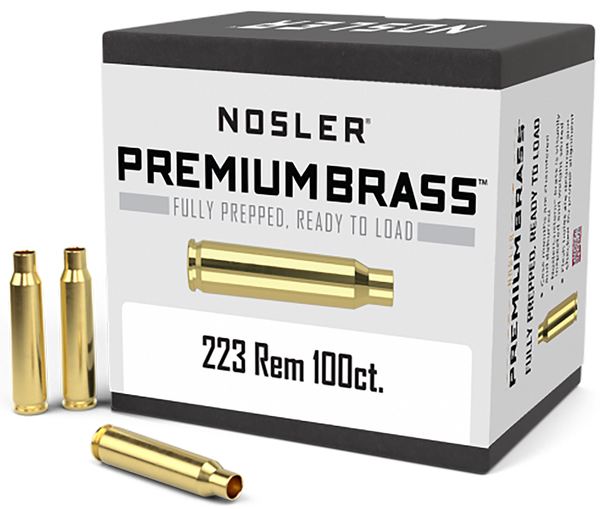 Nosler 10098 Premium Brass Unprimed Cases 223Rem Rifle Brass 100/Box