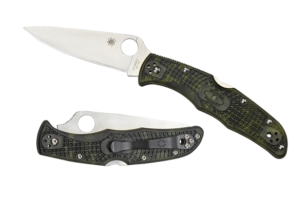 Spyderco C10ZFPGR Endura 4 Lightweight 3.80" Folding Plain Satin VG-10 SS Blade/Zome Green Bi-Directional Texturing FRN Handle Includes Pocket Clip