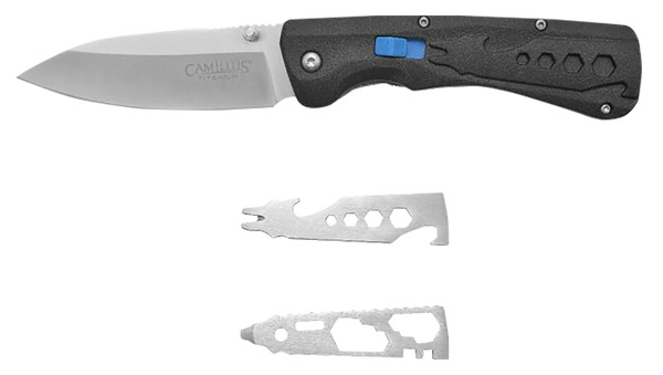 Camillus 19368 Inject  3.25" Folding Drop Point Silver Carbonitride Titanium D2 Steel Blade, Black Textured Carbon Fiber Handle