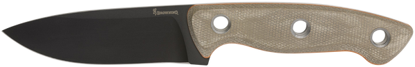 Browning 3220508B Desolation  Small 3.75" Fixed Modified Drop Point Plain Black Powder Coated 440C SS Blade, Tan Micarta Laminate Handle