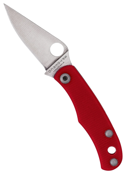 Spyderco C133GRDP Bug 1.27" Satin 12C27 Sandvik SS Blade, Red Textured G10 Handle