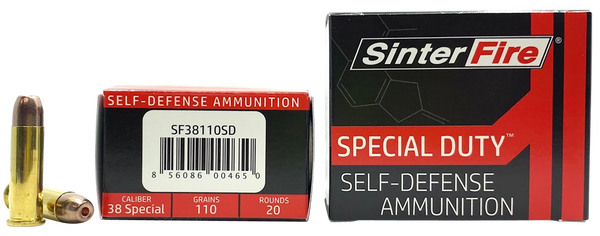SinterFire Inc SF38110SD Special Duty (SD)  38Special 110gr Lead Free Frangible Hollow Point 20 Per Box/10 Case