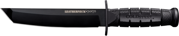 Cold Steel CS-39LSFCT Leatherneck  7" Fixed Plain Tanto Black Matte Powder Coat German D2 Steel Blade/Black Deep Checkered w/double Quillon Guard/ Griv-Ex Handle