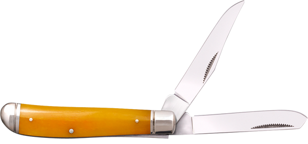 Cold Steel CSFLMTRPRY Trapper  Mini 2.60"/2.70" Folding Clip/Spey Plain 3Cr13MoV SS Blade/Yellow w/Polished Bolsters Bone Handle