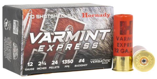 Hornady 12ga 2.75" #4 Buck - 24 Pellets 10rd 10bx/cs