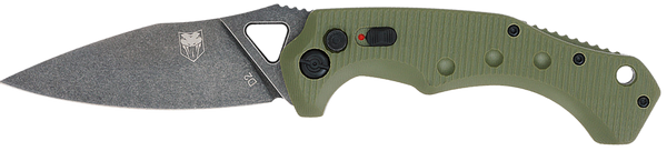 CobraTec Knives ODGAFRYK Ryker  3.75" Folding Plain Black Stonewashed D2 Steel Blade, 5" OD Green Textured G10 Handle