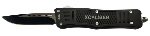 Xcaliber Knife Company  9mm  Medium 3.25" OTF Drop Point 440C SS Blade, 4.64" Steel Handle