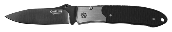 Camillus 18671 Pristine  3" Folding Drop Point Plain Black VG-10 Carbonitride Titanium Blade, Black/Silver G10/SS Handle