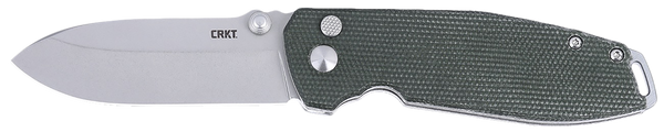 CRKT 2495gr SQUID XM 2.95" Folding Plain Stonewashed D2 Steel Blade, Green Micarta Handle