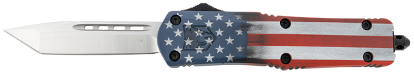 CobraTec Knives MCUSAFS3TNS FS-3 American Flag Medium 3" OTF Tanto Plain Satin D2 Steel Blade, 5" US Flag Aluminum Cerakoted Handle