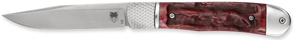 CobraTec Knives CTTHRRED Trapper Hidden Release 3.12" Flip Open Drop Point Plain Satin D2 Steel Blade, 4.25" Red Textured Bone Handle