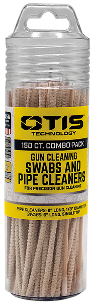 Otis FG241857 Swabs & Pipe Cleaners Combo Pack Cotton/Wood 6" Long 100 Swabs/50 Pipe Cleaners Includes Reusable Storage Tube