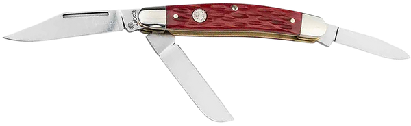 Boker 110855 Stockman Traditional Medium Clip Point/Sheepsfoot/Spey Plain D2 Steel Blade Red Jigged Bone Handle