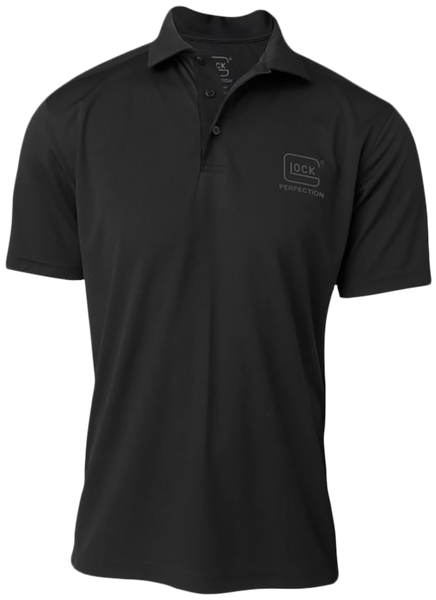 Glock AP96213 Glock Perfection Polo  Black Polyester Mesh Short Sleeve Large