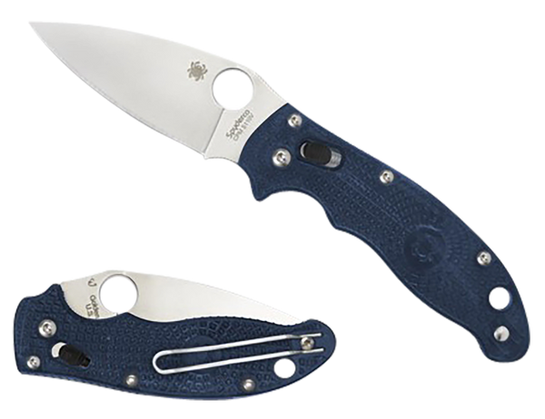 Spyderco C101PDBL2 Manix 2 Lightweight 3.37" Folding Plain Satin CTS BD1 SS Blade/Dark Blue Bi-Directional Texturing FRCP Handle Includes Pocket Clip