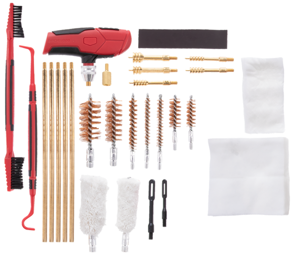 Birchwood Casey UNVCLNKIT Universal Cleaning Kit Multi-Caliber/Multi-Gauge 22 Pieces Black/Red