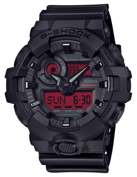 GSHOCK ga700BBR1ACR  ANALOG DIGITAL BLK/RED