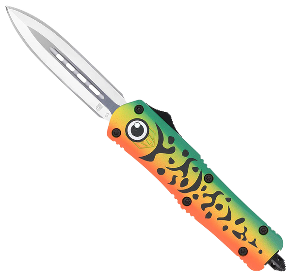 CobraTec Knives MFLGNFS3DAGNS FS-3 Fishing Lure Medium 3" OTF Dagger Plain Satin D2 Steel Blade, 4.50" Green Fishing Lure Aluminum Cerakoted Handle