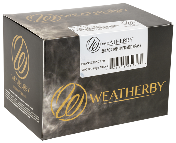 Weatherby BRASS280ACT50 Unprimed Cases  280ACKLEY Rifle Brass 50/Box