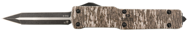 Templar Knife MAMOB121 Premium LW  Slim 3.16" OTF Dagger Plain Black Oxide Stonewashed Powder Coated D2 Steel Blade, 4.93" Mossy Oak Bottomland Aged Aluminum Handle