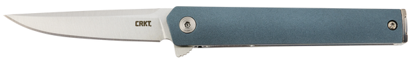 CRKT 7095 CEO  Compact 2.61" Folding Plain Satin 4116 SS Blade, Blue GRN Handle, Includes Pocket Clip