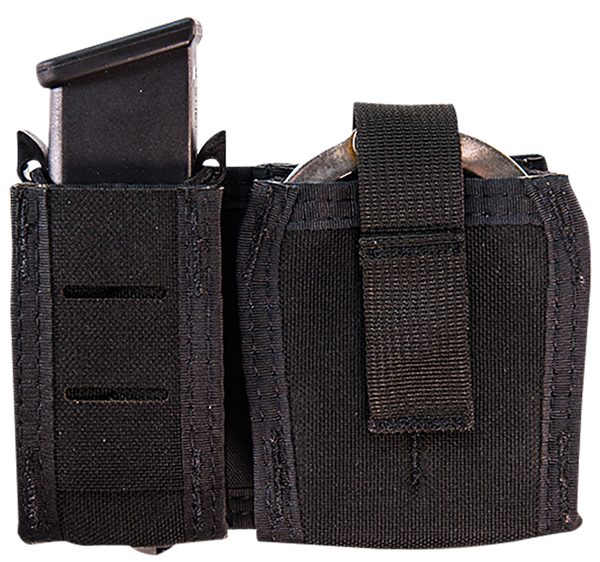 High Speed Gear 41P000BK TACO Duty Single Pistol & Handcuff Holder, Black Nylon with MOLLE Exterior, Fits MOLLE & 2" Belt