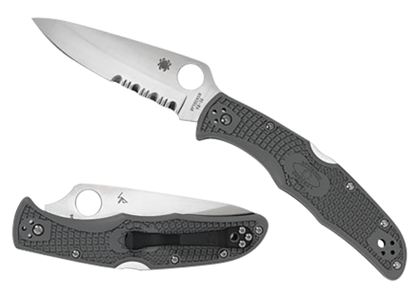 Spyderco C10PSFG Endura 4 Lightweight 3.75" Folding Part Serrated Satin VG-10 SS Blade/Foliage Green Bi-Directional Texturing FRN Handle Includes Pocket Clip
