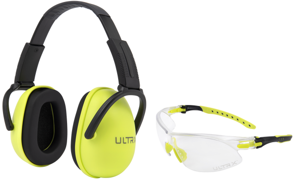 Ultrx Blocker Ear & Eye Combo - Youth Lime Muff/clear Eyes