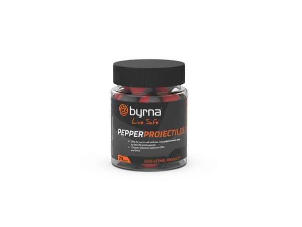 Byrna Pepper Projectiles - 25 Count Tub .68 Cal