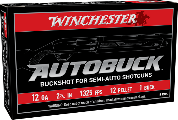 Winchester Autobuck 12ga 2.75" - 1 Buck 12 Pellets 5rd 50bx/cs