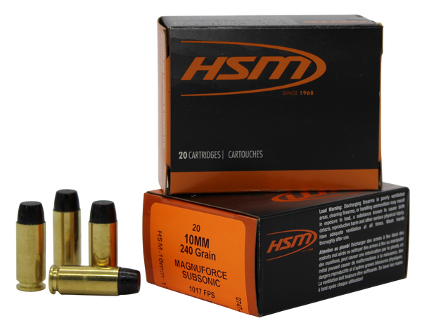 Hsm Subsonic 10mm 240gr - Hard Cast Lead Fn 20rd 20bx/cs